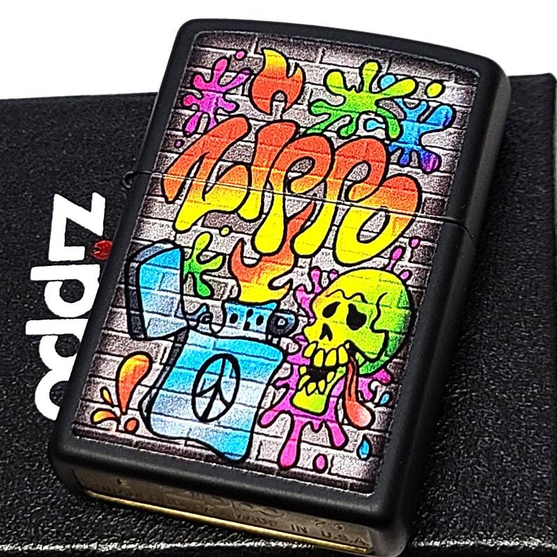 ZIPPO（ジッポー） ストリート アート おしゃれ ドクロ マットブラック