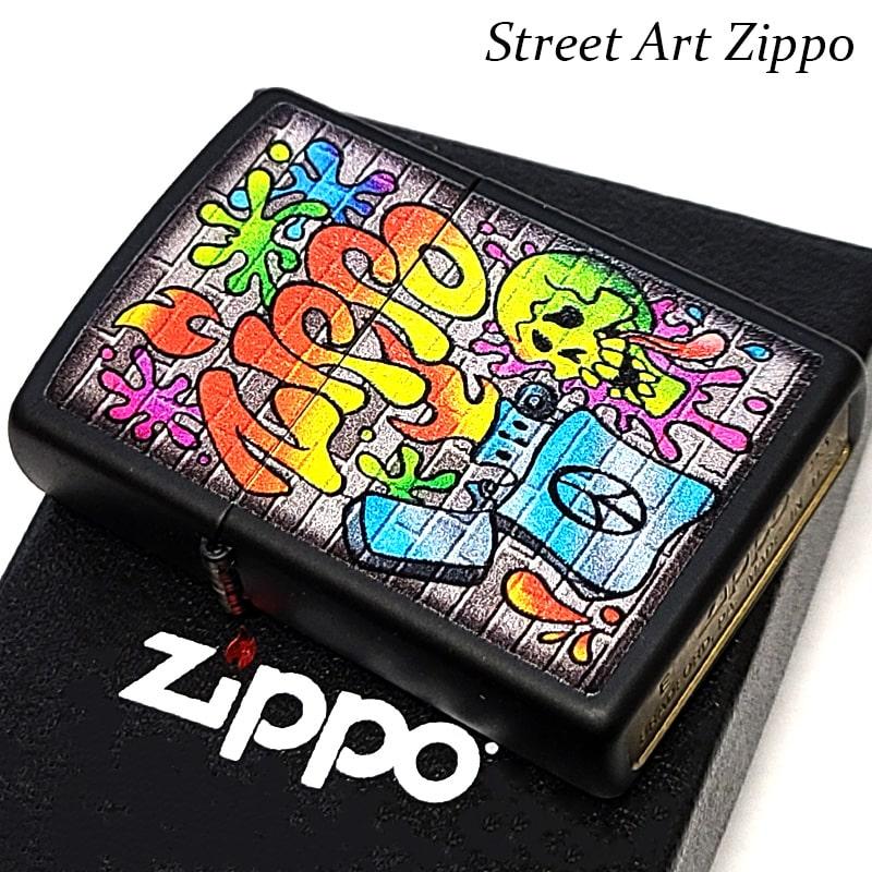 新品 ZIPPO ストリートアート 壁画デザイン アンティークゴールド 2022 ZIPPO（ジッポー） ストリート アート おしゃれ ドクロ マットブラック