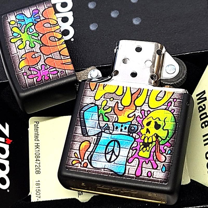 ZIPPO（ジッポー） ストリート アート おしゃれ ドクロ マットブラック