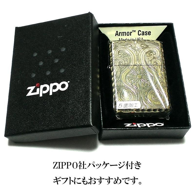 5面手彫りのアメリカ製ZIPPO ライター 真鍮に銀 sterling-handcut6.jpg