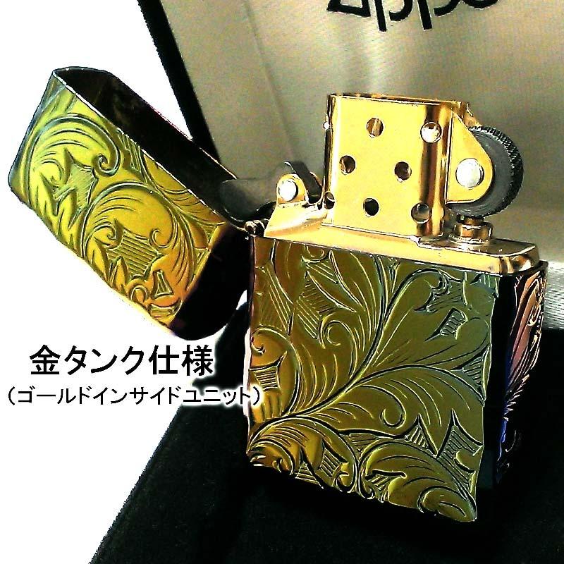 素晴らしい品質 zippo アーマー 5面NC彫刻 レインボーチタン 金タンク