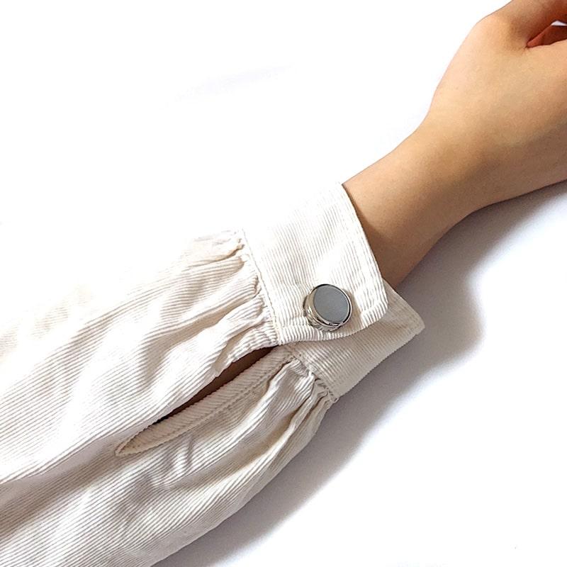 ボタンカバー シャツ アクセサリー ヘアライン シルバー クラップス