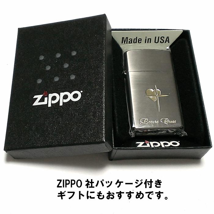 ZIPPO スリム ジッポ ライター ハート クロス ラバーズ 彫刻 ブラックニッケル ゴールド　金差し 可愛い メンズ レディース｜hayamipro｜06