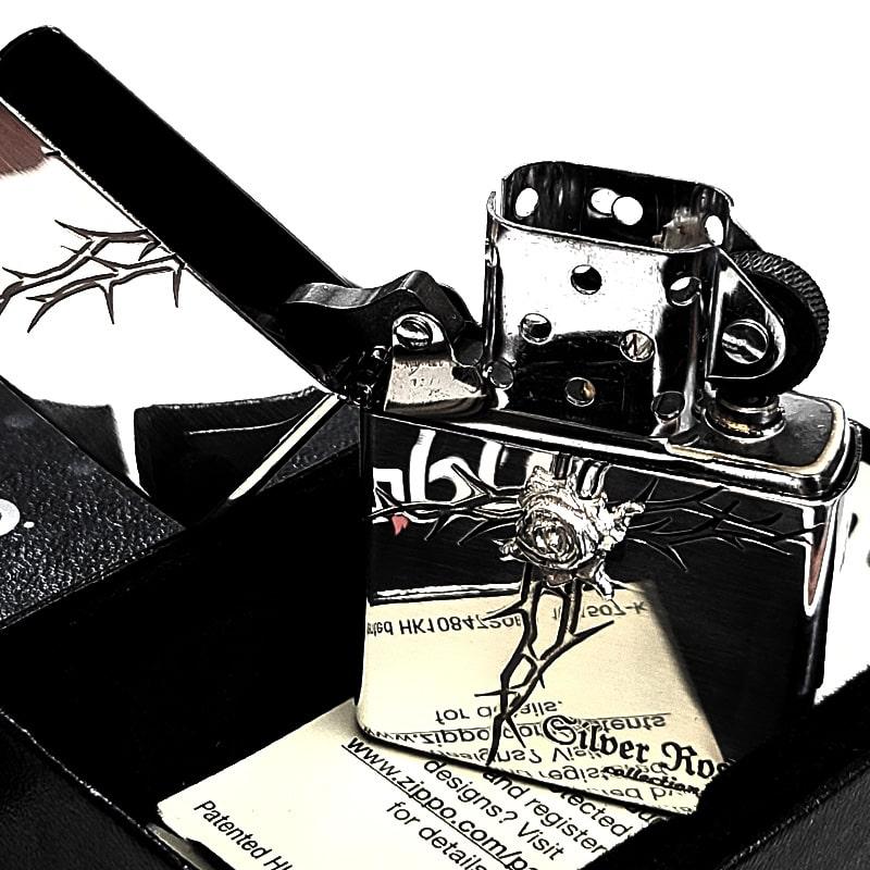 ZIPPO（ジッポー） ライター ローズ 純銀メタル クロス 薔薇 シルバー