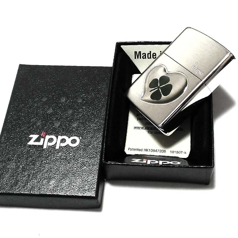 ZIPPO ライター 本物の四つ葉のクローバー hope シルバー ジッポ かわいい ハート 幸運 おしゃれ レディース 女性 メンズ