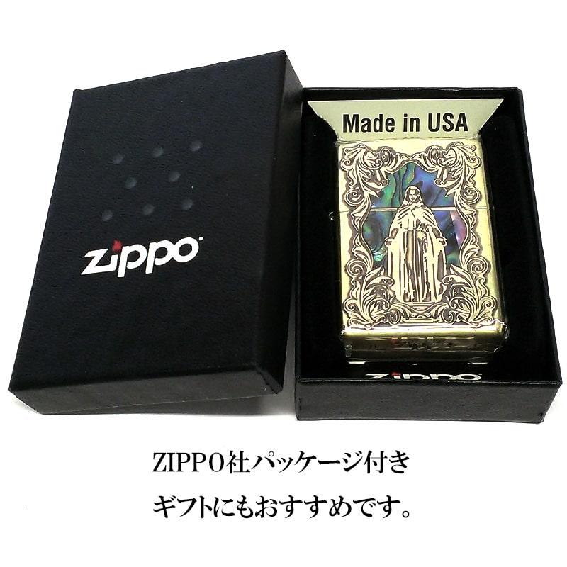 ZIPPO アラベスク シェルマリア ジッポ ライター 真鍮いぶし 逆エッチング 御守り 彫刻 アンティークゴールド メンズ レディース ギフト