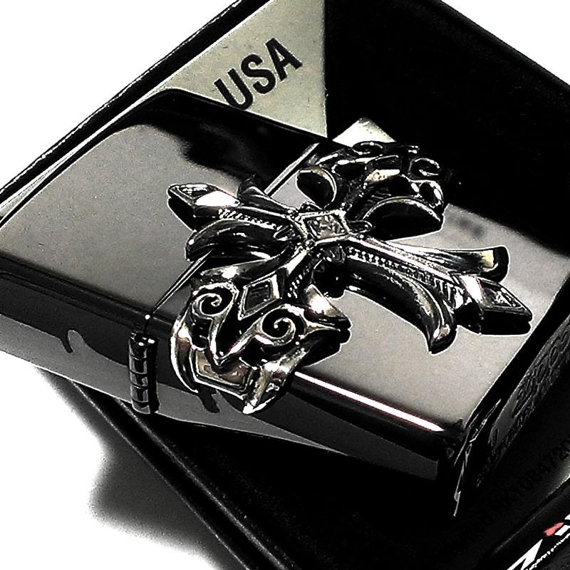 ZIPPO ライター ジッポ ハイエンドクロス スワロフスキー入り 黒