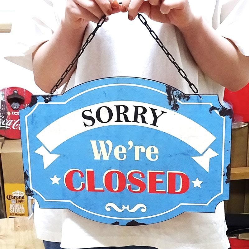 オープンクローズ 看板 店舗用 アンティーク プレート OPEN＆CLOSE