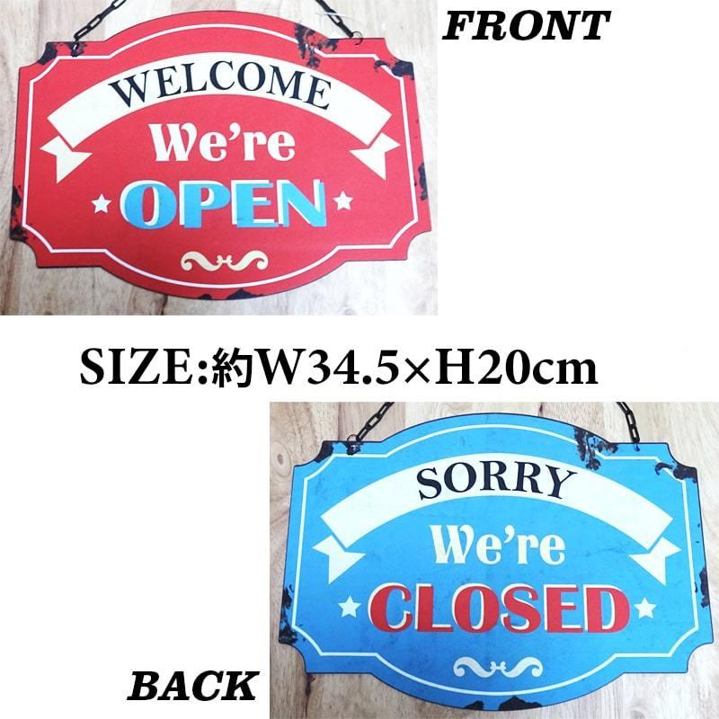 オープンクローズ 看板 店舗用 アンティーク プレート OPEN＆CLOSE