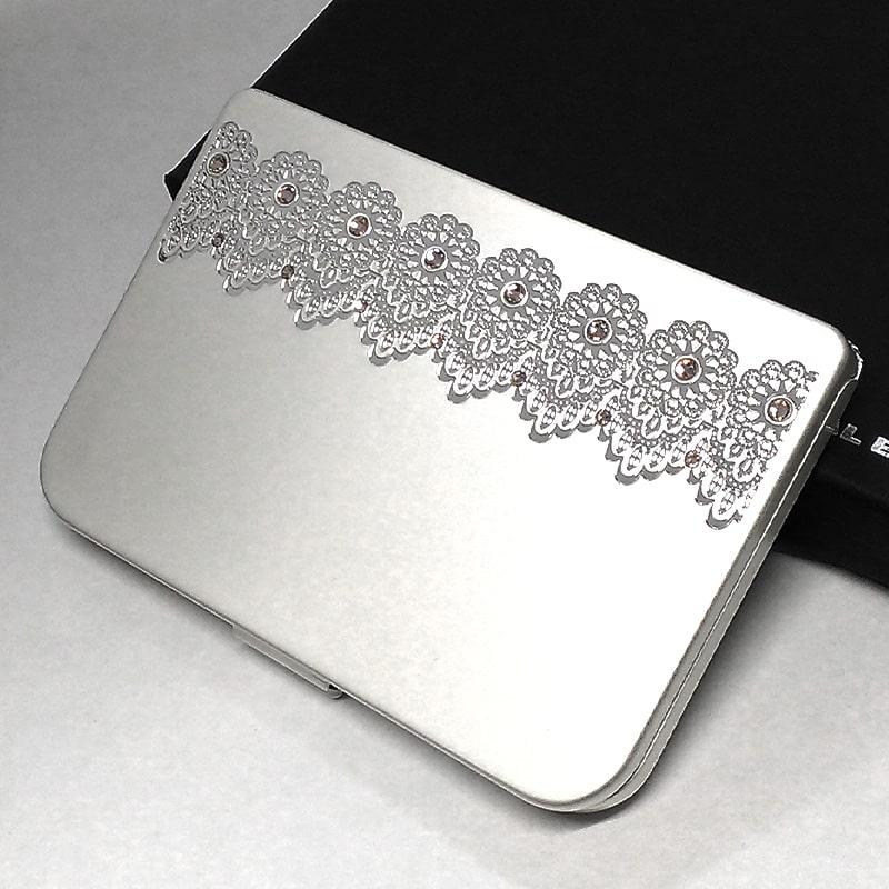 カードケース 名刺入れ シャイニーレース 日本製 ホワイトパール 潰れ