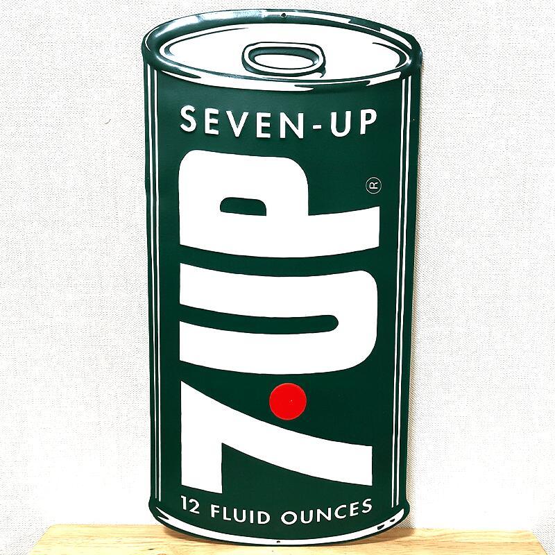 ブリキ看板 7UP アンティーク 懐かしい 缶 ガレージ グリーン かわいい 