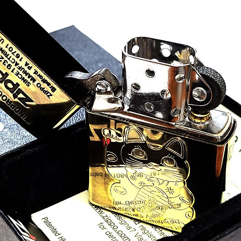 ZIPPO（ジッポー） ライター 招き猫 開運 ジッポ 幸運 彫刻