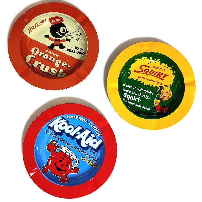卓上灰皿 おしゃれ ブリキ製 選べる 5デザイン Kool Aid Squirt Orange