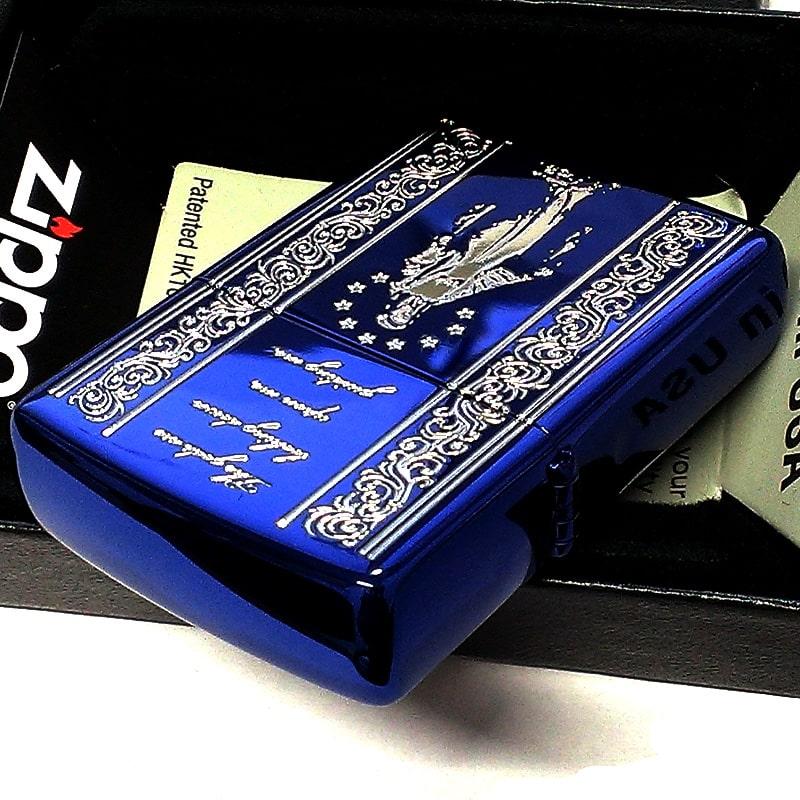 ⭐️未使用⭐️バカラ⭐️ザンザンスター⭐️ブルー⭐️青⭐️星⭐️クリスタル⭐️レア⭐️箱付き⭐️紙袋 ZIPPO ライター マリア ジッポ ブルー＆シルバー AveMaria 青銀