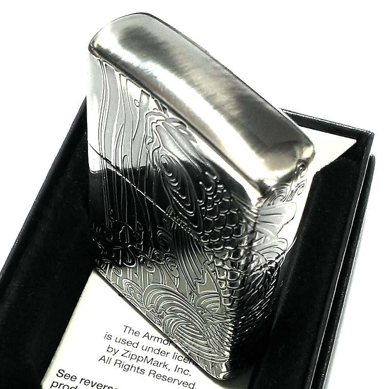 ZIPPO アーマー アンティーク 昇鯉 二面連続深彫り 和柄 ジッポ