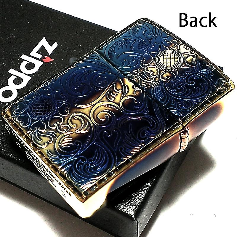 ZIPPO アーマー ジッポ アンティークフローラル 両面彫刻加工 ゴールド 