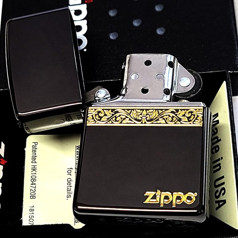 ZIPPO（ジッポー） おしゃれ アラベスクライン ブラック＆ゴールド