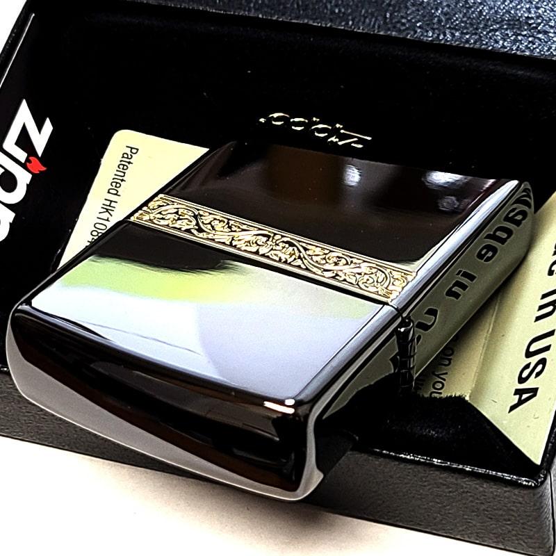 ZIPPO（ジッポー） おしゃれ アラベスクライン ブラック＆ゴールド