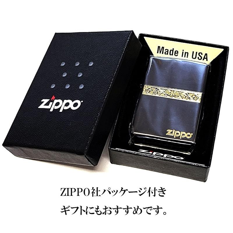 ZIPPO（ジッポー） おしゃれ アラベスクライン ブラック＆ゴールド