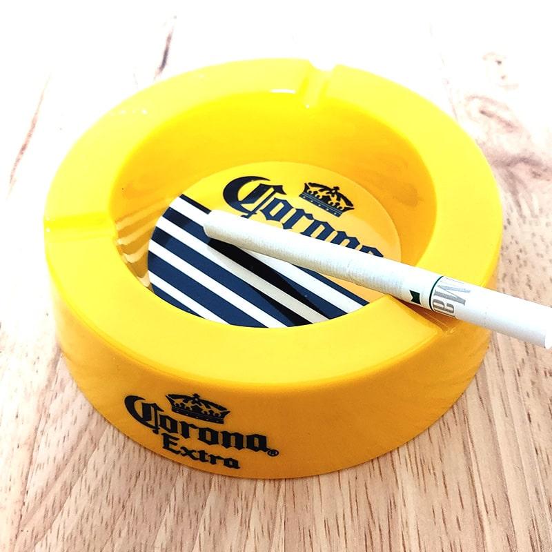 卓上灰皿 コロナ アッシュトレイ CORONA EXTRA ロゴ イエロー かわいい