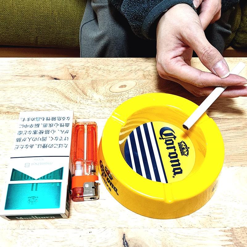 卓上灰皿 コロナ アッシュトレイ CORONA EXTRA ロゴ イエロー かわいい