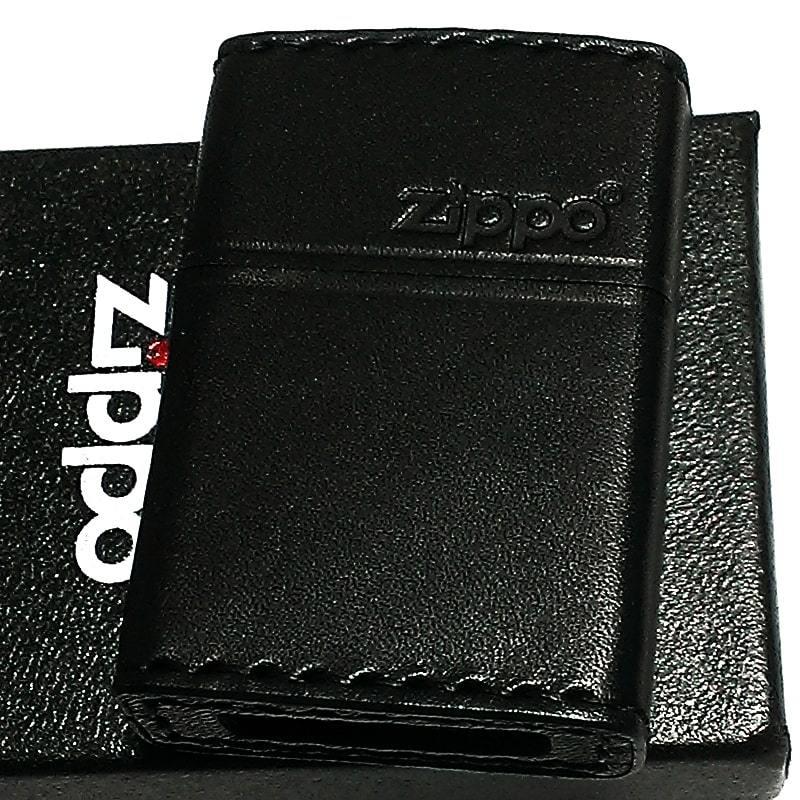 ZIPPO（ジッポー） ライター 本革巻き ジッポ ロゴ ブラック レザー 黒
