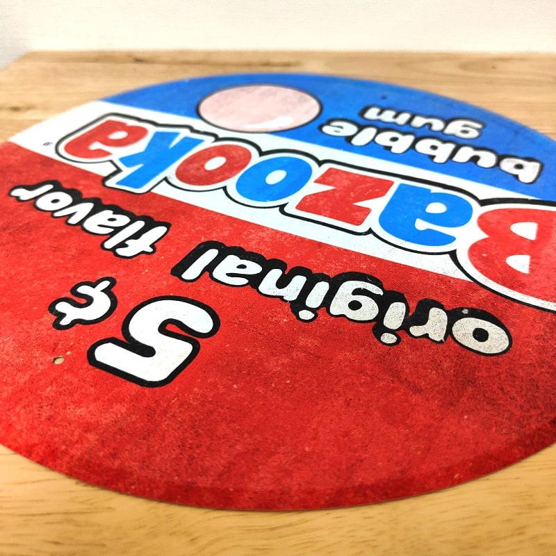 アメリカン レトロ ブリキ看板 BAZOOKA 5cent ラウンドメタルサイン