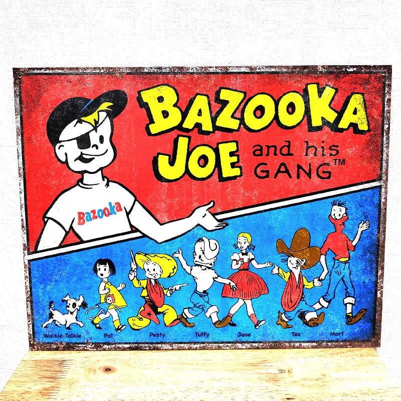 アメリカン レトロ ブリキ看板 BAZOOKA GANG バブルガム メタルサイン