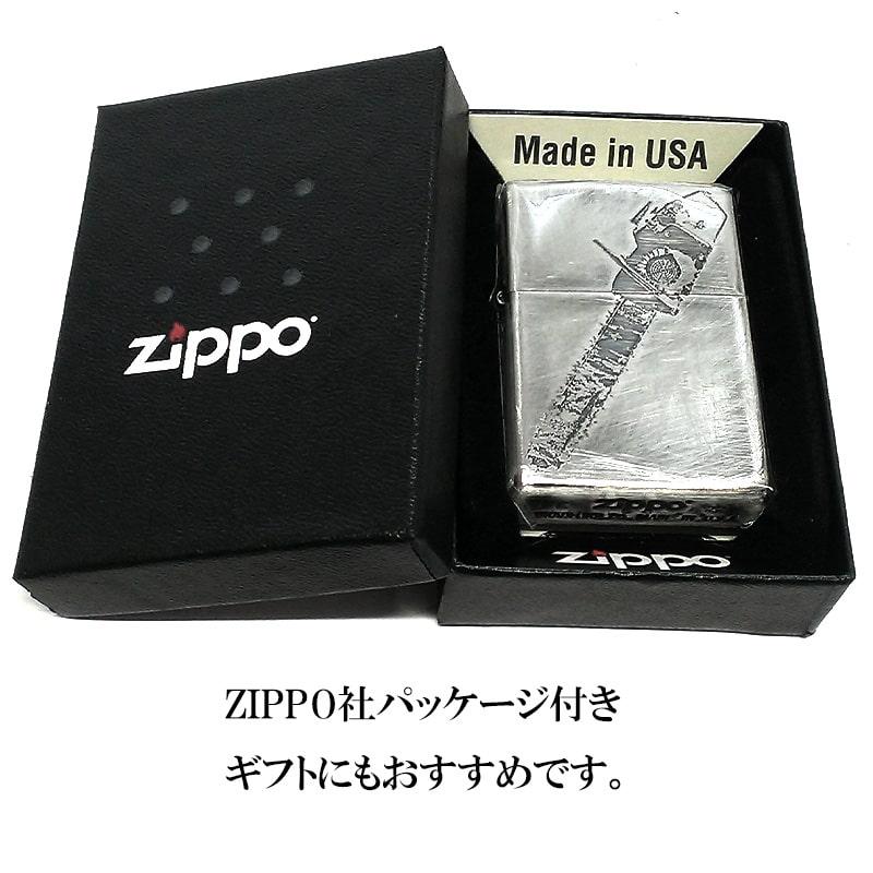 ZIPPO バイオハザード RE:4 チェーンソー男 ジッポ ライター ユーズド加工 エッチング彫刻 両面加工 シルバー イブシ仕上げ 銀