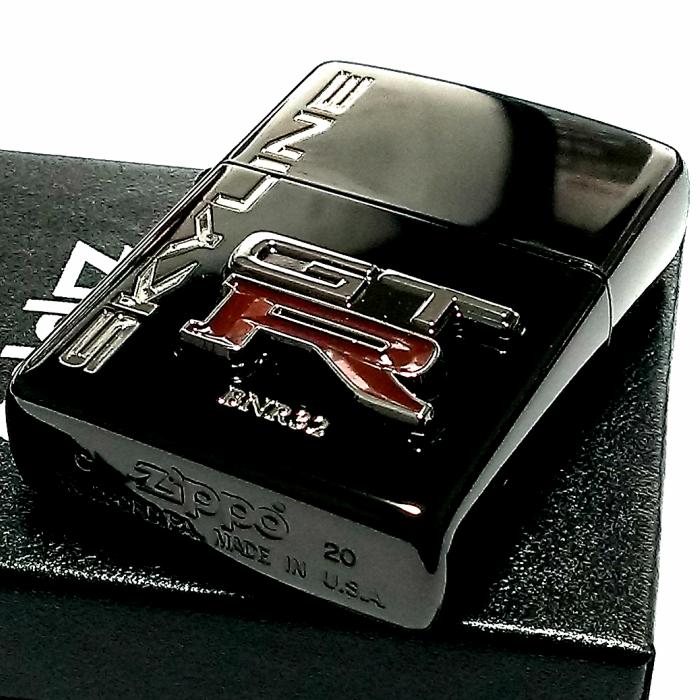 ZIPPO ライター スカイラインGT-R リアルエンブレム メタル ジッポ R32 ブラック 日産公認モデル GTR-BNR32 車 メンズ  プレゼント