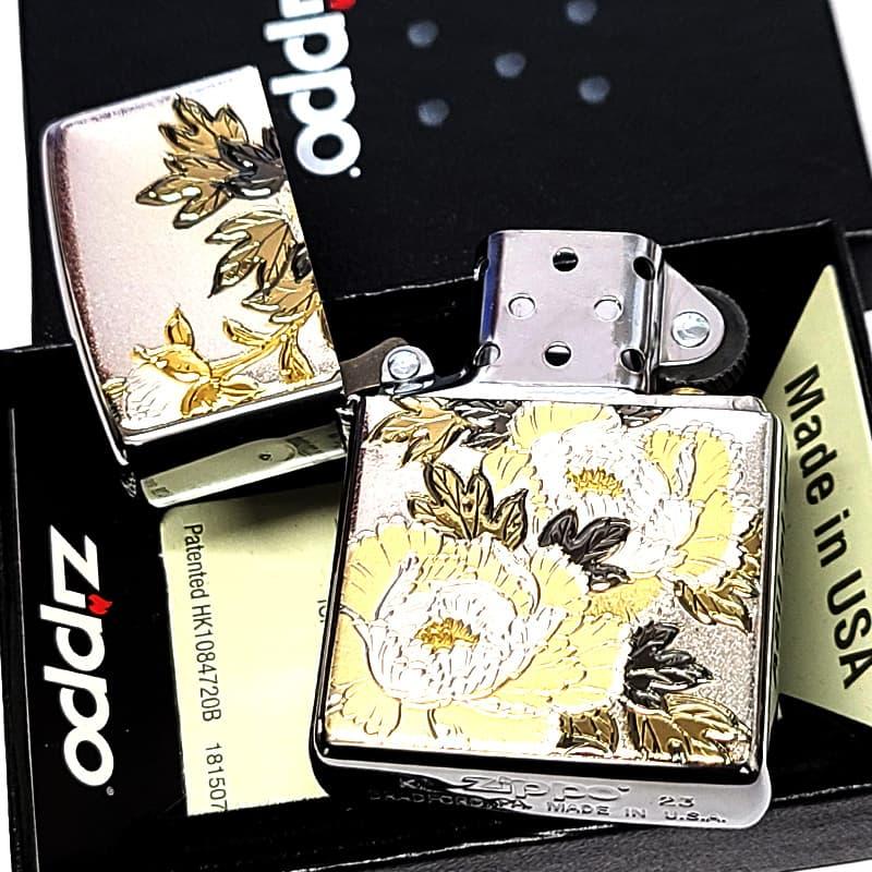 ZIPPO（ジッポー） 和柄 牡丹 おしゃれ 花 ジッポ ライター 電鋳板