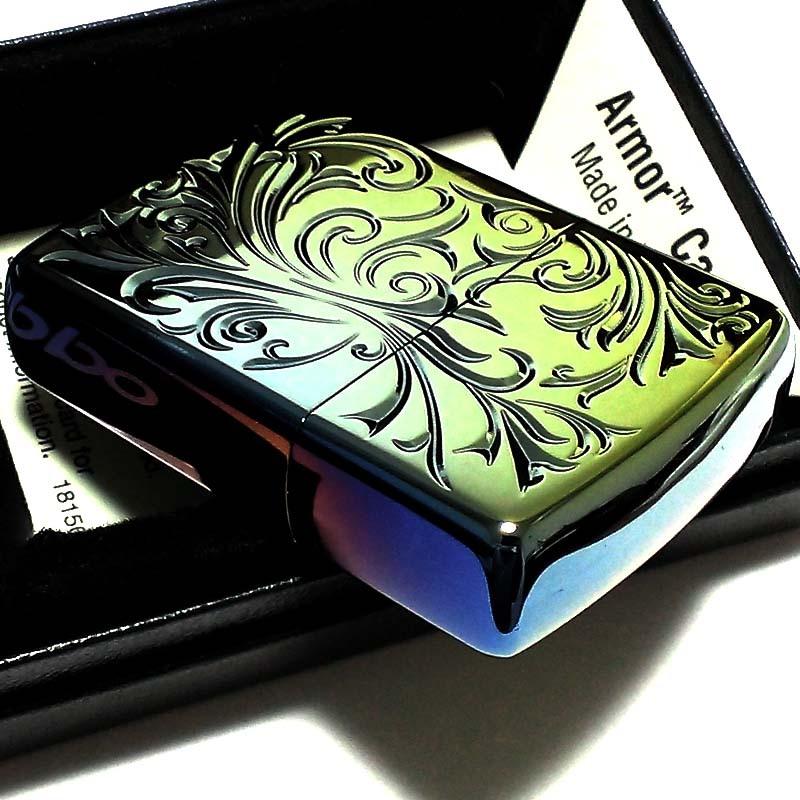 ZIPPO ライター アーマー ボタニカル 唐草 レインボー ミラー