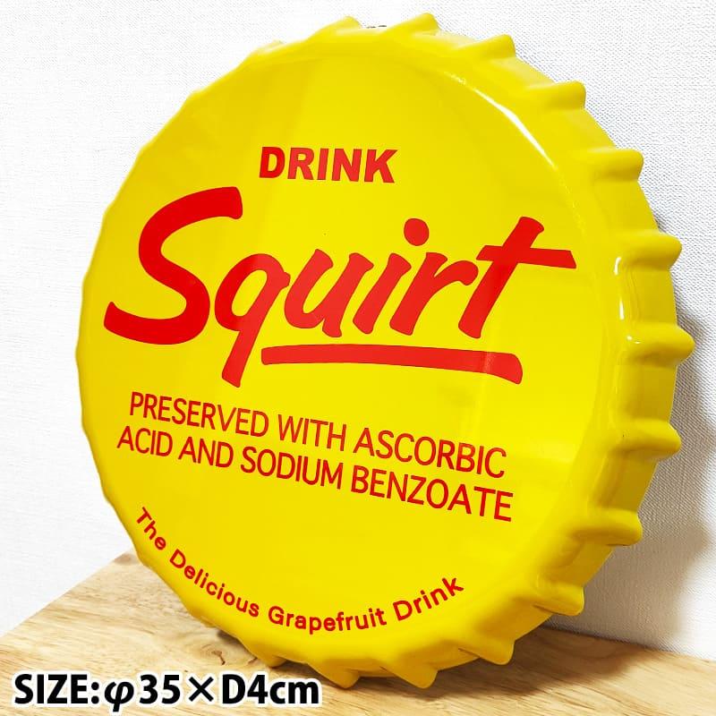 アメリカン レトロ ブリキ看板 ボトルキャップサイン SQUIRT おしゃれ