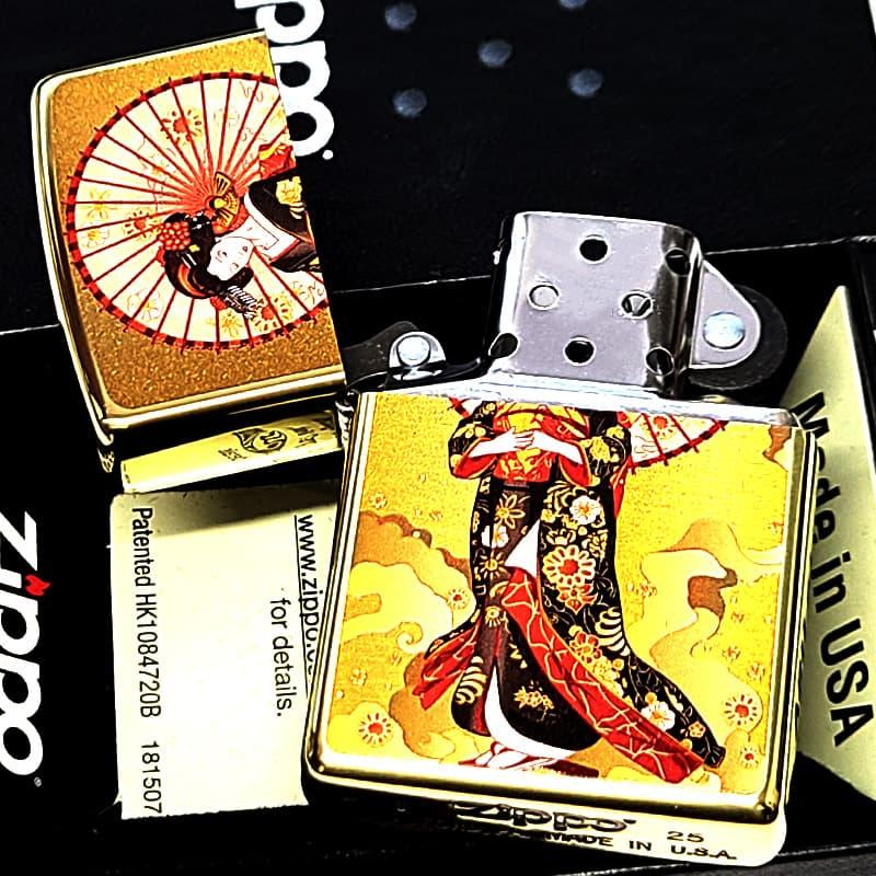 ZIPPO（ジッポー） ライター 芸者 和柄 ジッポ ゴールド 浮世絵 日本