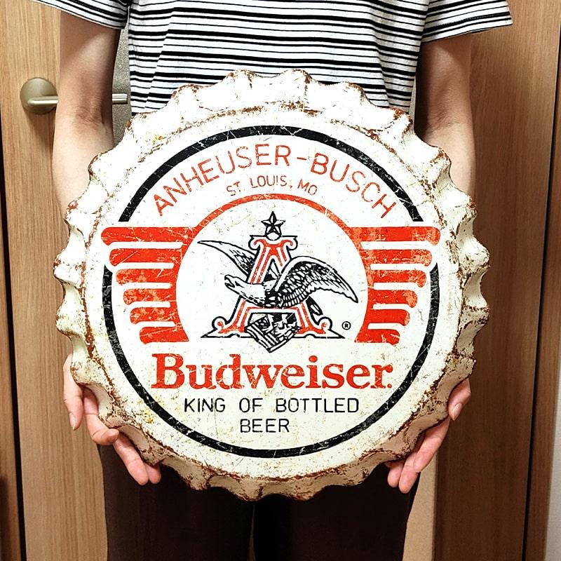 ブリキ看板 バドワイザー ボトルキャップ アンティーク Budweiser Weathered ロゴ 壁飾り かわいい 正規品 アメリカン｜hayamipro｜04