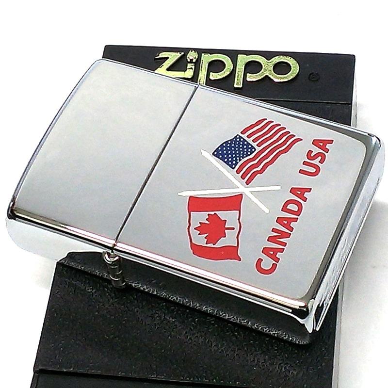 ZIPPO ライター カナダ製 2000年製 オンタリオ製 国旗 アメリカ 廃盤 レアジッポ 珍しい 未使用品 絶版 ヴィンテージ シルバー