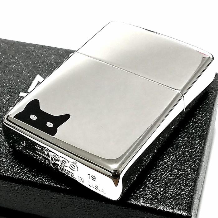 ZIPPO（ジッポー） ライター 可愛い のぞき猫 ジッポ ネコ シルバー