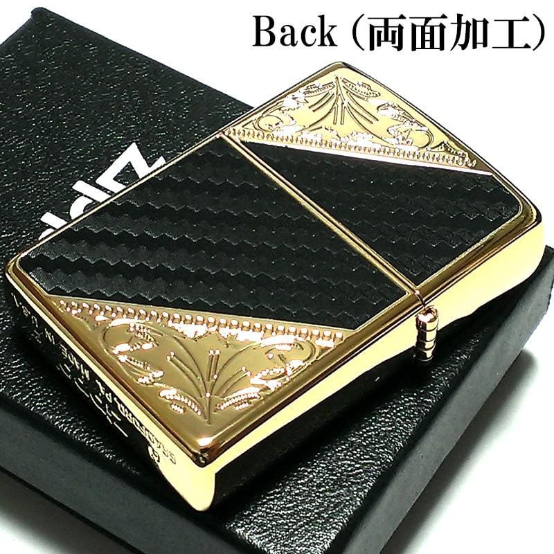 ZIPPO 2010年　ゴールド ブラック 彫刻デザイン 未使用 限定 ケース付 ZIPPO ZIPPOライター ブラックカーボン ジッポ ブラック