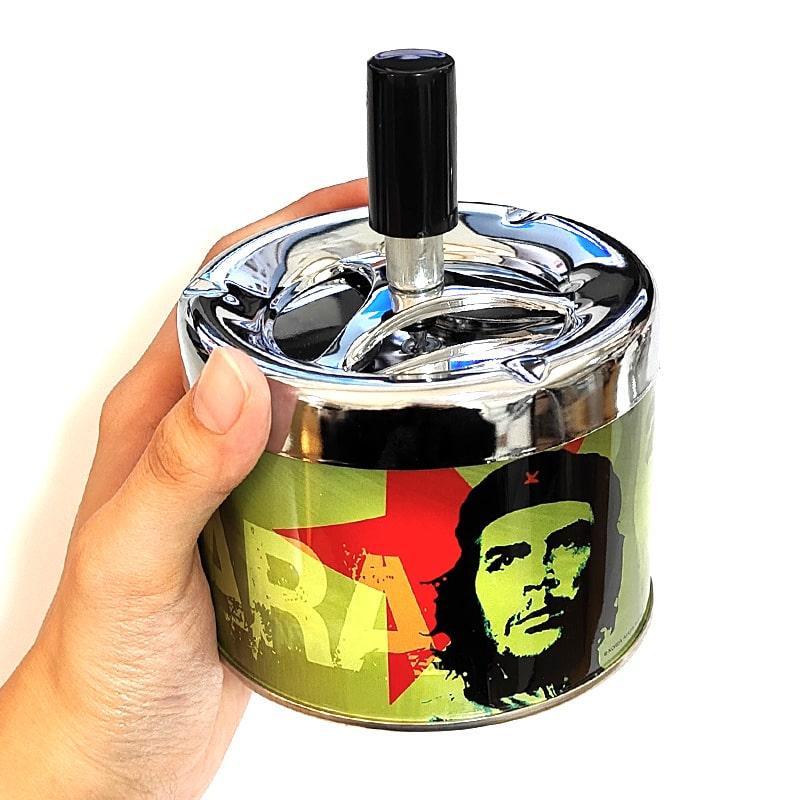 卓上灰皿 チェ・ゲバラ プッシュターン アッシュトレイ ライトグリーン