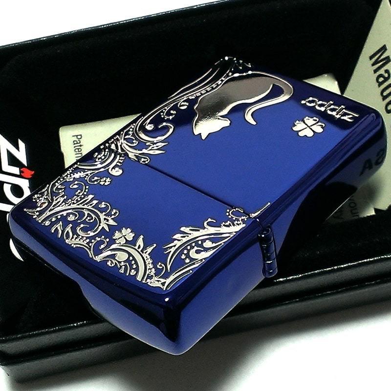 ZIPPO（ジッポー） ライター ねこ キャット ジッポ 猫 クローバー 青