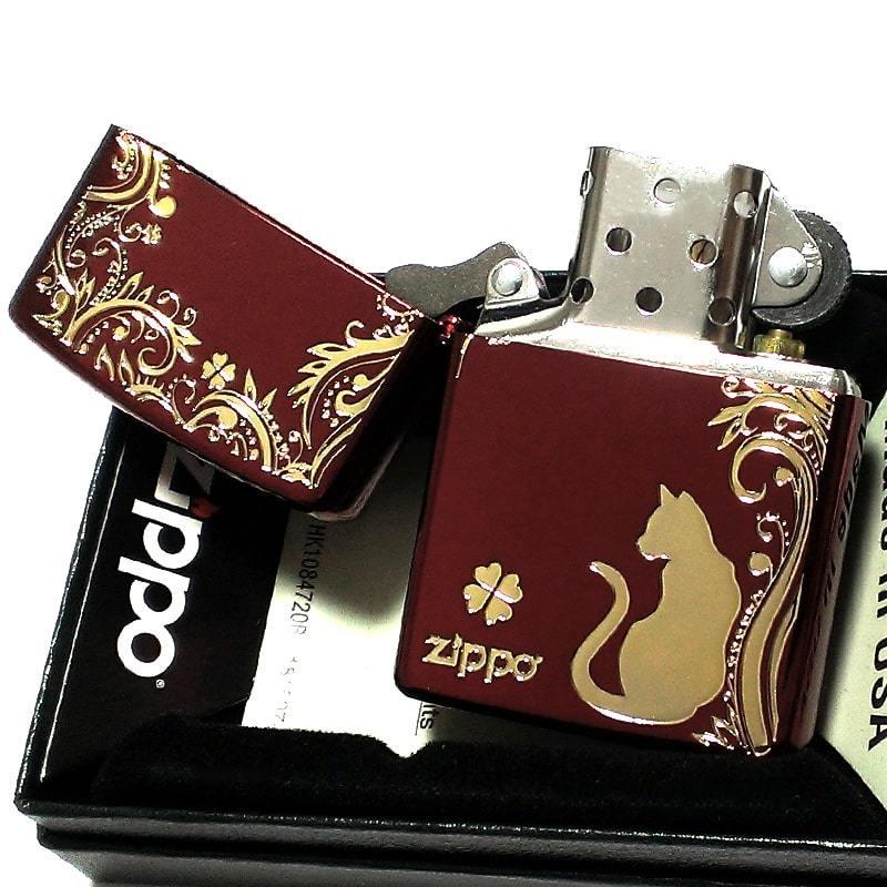 ZIPPO ライター ねこ キャット ジッポ 猫 クローバー ロゴ 四つ葉 