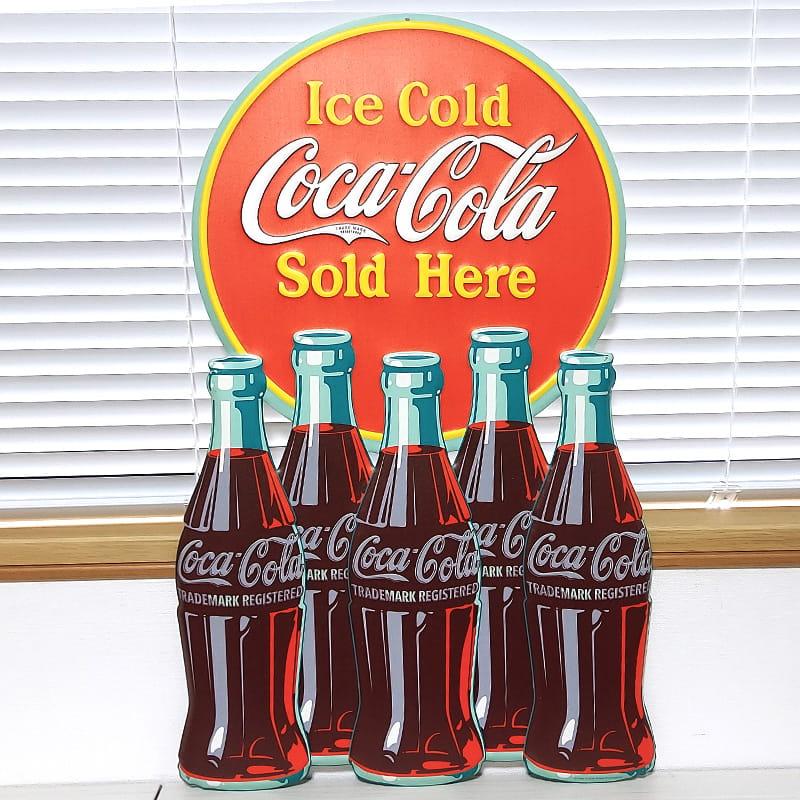 Coca Cola（コカコーラ） ブリキ看板 大きい ダイカット エンボス