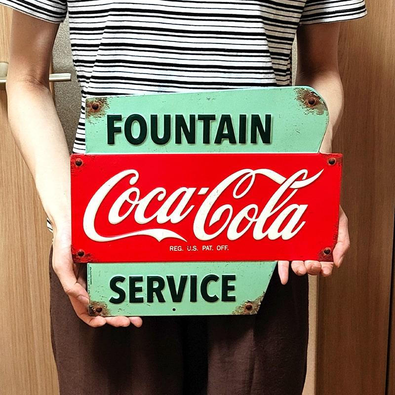 ブリキ看板 コカコーラ エンボスメタルサイン COCA-COLA FOUNTAIN SERVICE ロゴ ビンテージ アメリカン 雑貨 アンティーク｜hayamipro｜05