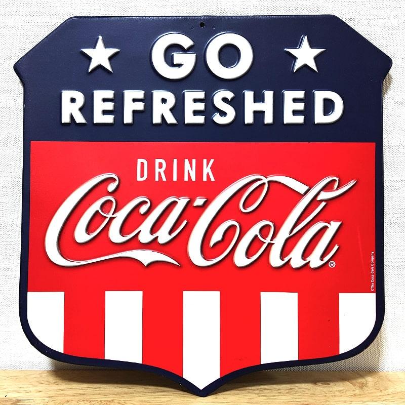 Coca Cola ブリキ看板 コカコーラ エンボスメタルサイン Go Coca Cola ブリキ看板 コカコーラ エンボスメタルサイン Go
