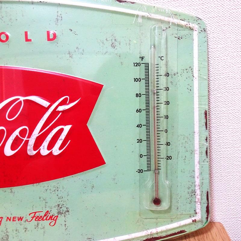 Coca Cola（コカコーラ） ブリキ看板 温度計 エンボスメタルサイン