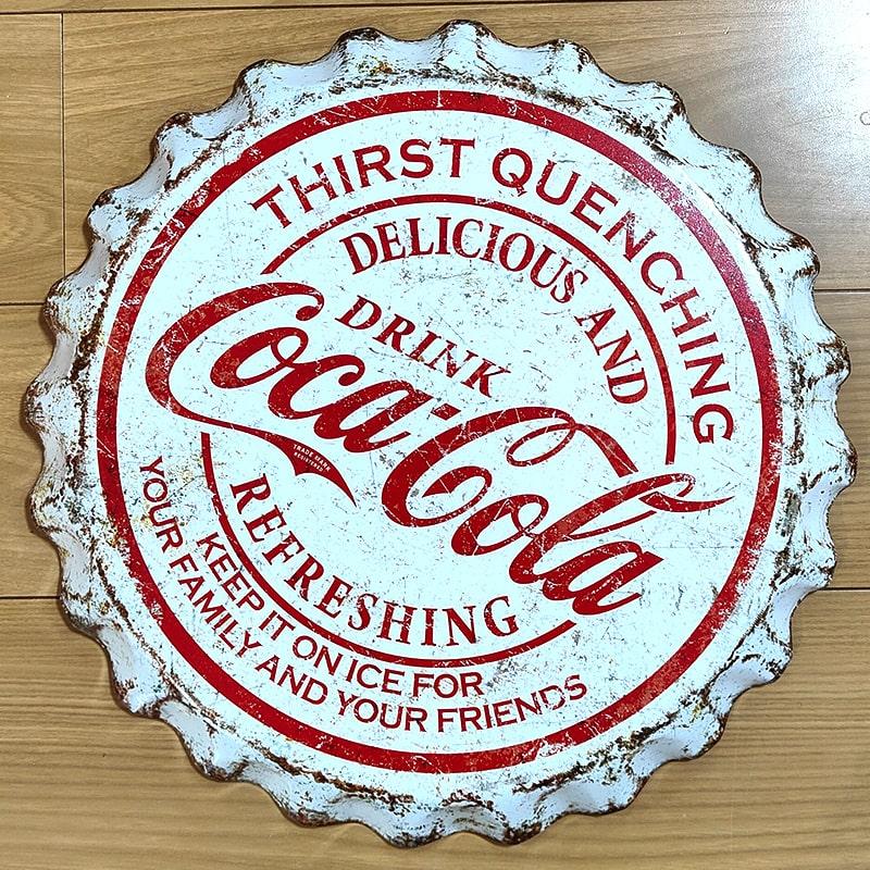 Coca Cola（コカコーラ） ブリキ看板 ボトルキャップ COCA-COLA ロゴ