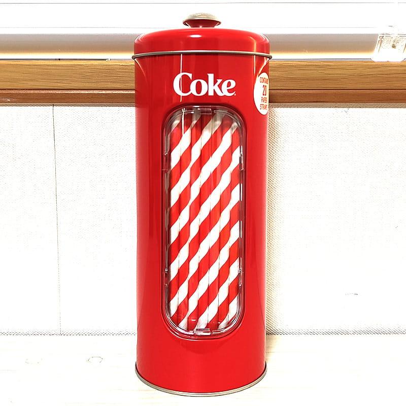 コカコーラ】ストロー ホルダー ディスペンサー レトロ ガラス製