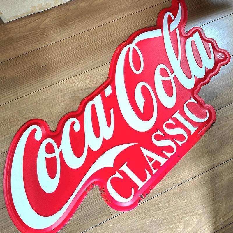 お得　コカコーラ　ブリキ看板　両面クラシック Coca Cola（コカコーラ） ブリキ看板 クラシック ロゴ 正規品 ビッグ