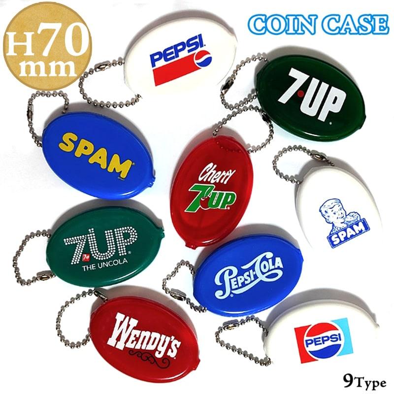 投げ銭　文字入り　外枠付　大 　金鋲　３７　バッシー コインケース 小銭入れ 企業ロゴ ペプシ 7UP SPAM Wendys ロゴ 全9種