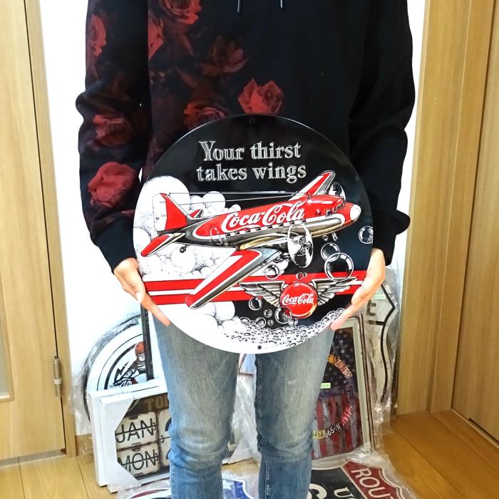 Coca Cola ブリキ看板 コカコーラ ロゴ 飛行機 アンティーク